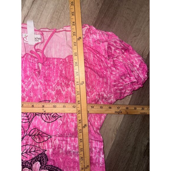 Pink Peaches Uniforms Floral Short Sleeve Blouse S - Picture 5 of 5